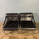 SOLD Mid Century Pair Of Pieff Beta Black Leather Lounge Chairs Vintage Retro MCM