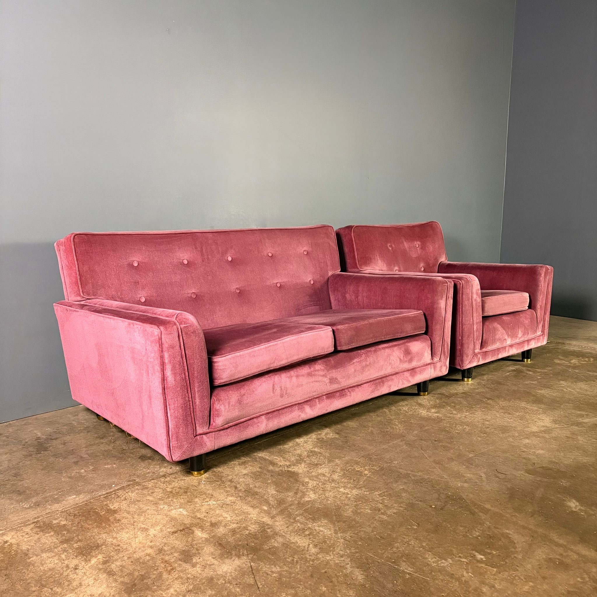 SOLD G Plan K’ang Two Seater Sofa & Armchair Pink Purple Mid Century Vintage Retro MCM
