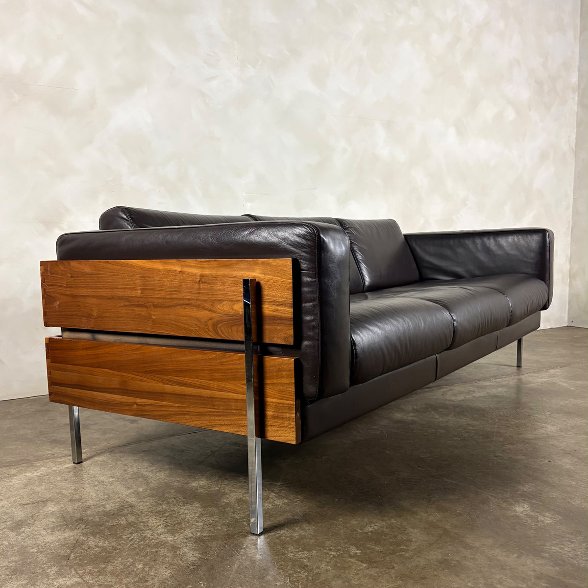 Mid Century Brown Leather Robin Day For Habitat Forum II Three Seater Sofa Vintage Retro MCM