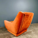 SOLD Mid Century Orange Coral Velvet Pair Of Armchairs Vintage Retro MCM