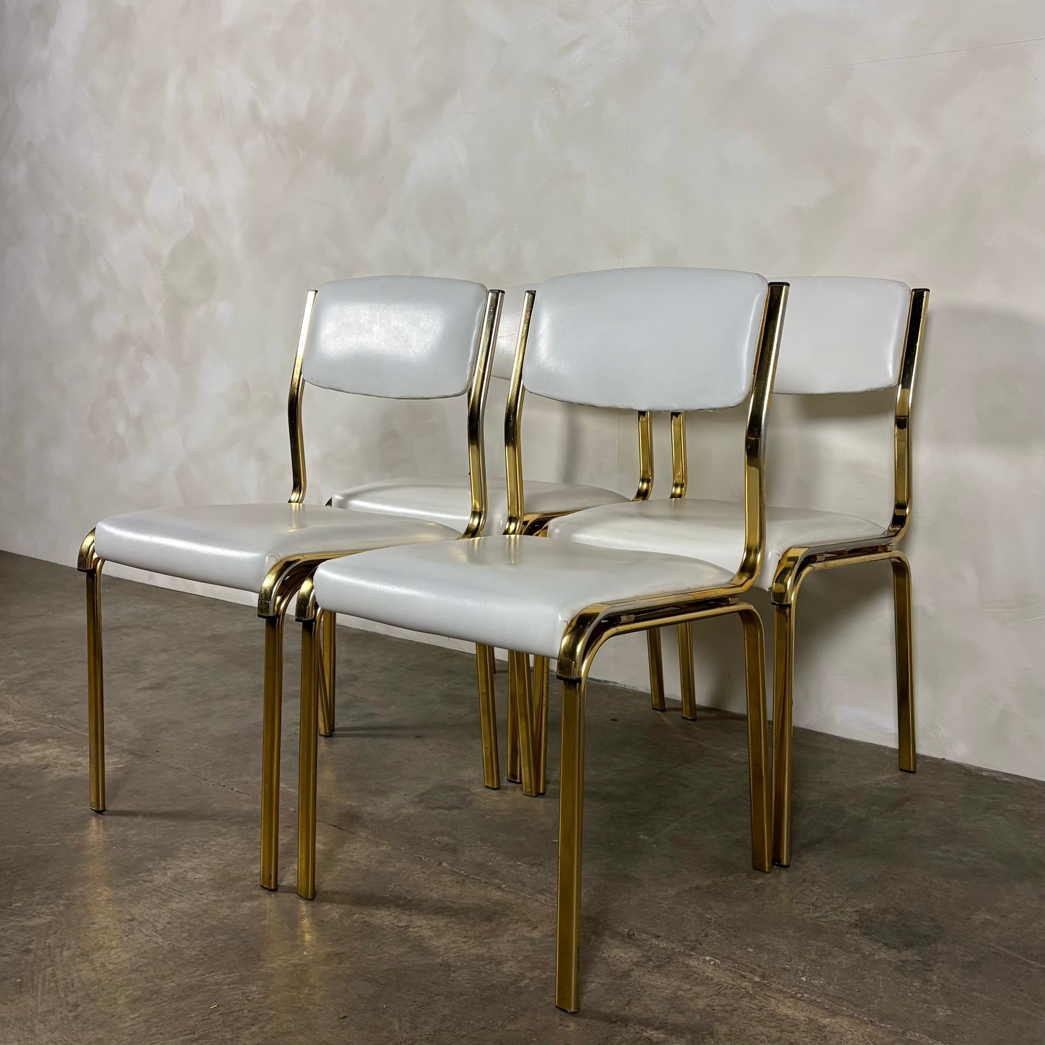 SOLD Brass & Glass Dining Table With Four Matching Brass Dining Chairs Mid Century Vintage Retro MCM