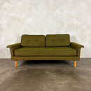 Mid Century Scandinavian Sofa Bed In Olive Green Wool Vintage Retro MCM