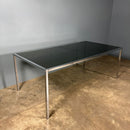 Six Green Italian Pace Chrome Dining Chairs & Glass Dining Table Mid Century Vintage Retro MCM