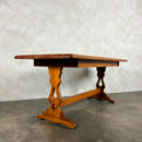 Pine Brutalist Dining Table Confectionery Kitchen Trestle Mid Century Vintage Retro MCM