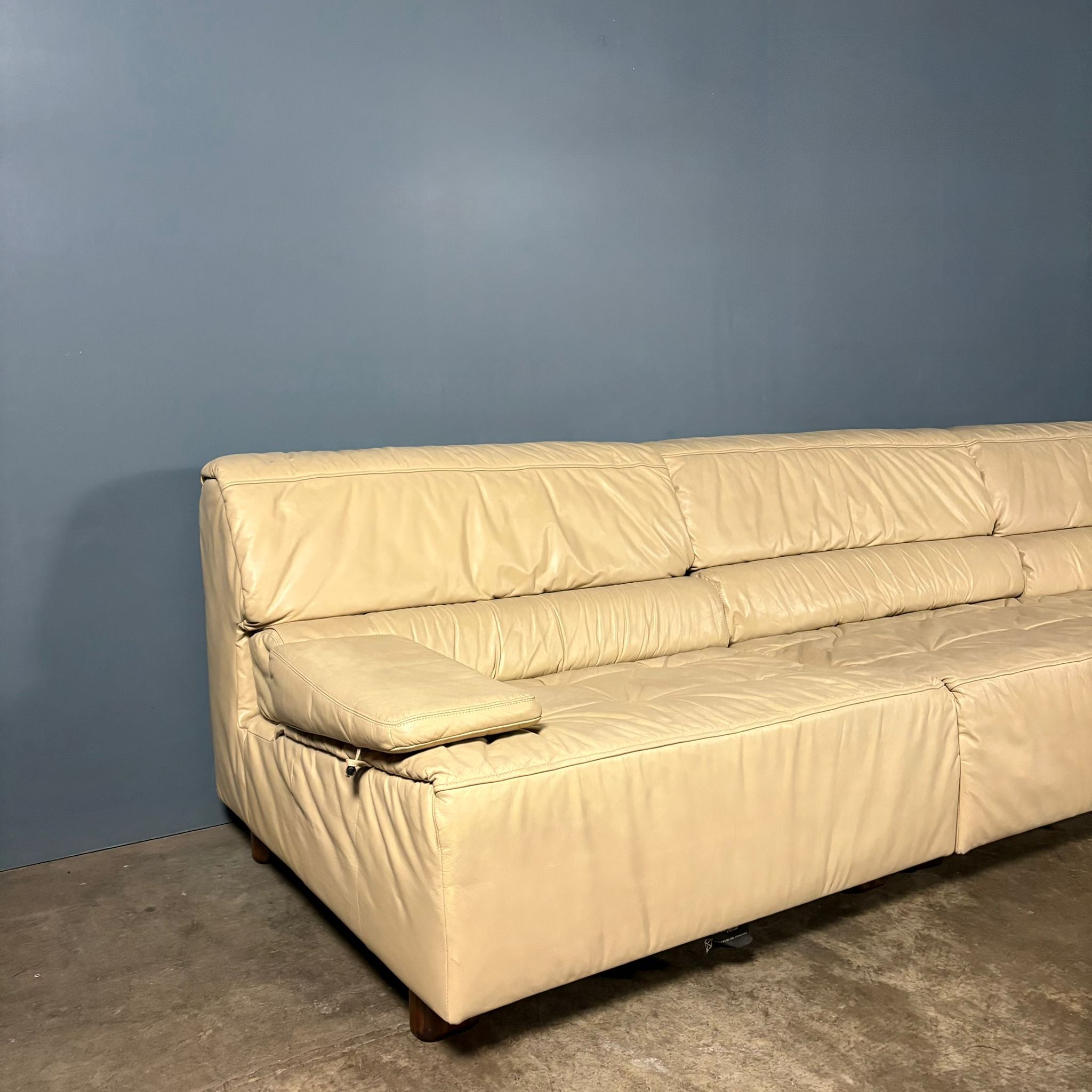 Tetrad Off White Ivory Leather Three Seater Modular Sofa/Chairs Mid Century Vintage Retro MCM