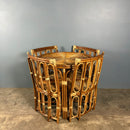 Dining Table & Four Matching Chairs Bamboo Cane Rattan Mid Century Vintage Retro MCM