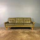 SOLD Mid Century Danish Svend Skipper Three Seater Sofa Green Leather Vintage Retro MCM