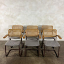 Six Brown Cesca Cane Rattan Marcel Breuer Dining Chairs Mid Century Vintage Retro MCM
