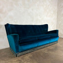 Mid Century Blue Three Seater Sofa Vintage Retro MCM