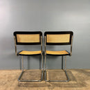 SOLD Pair Of Black Cane Rattan Marcel Breuer Cesca Dining Chairs Mid Century Vintage Retro MCM