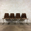 Four Mid Century Pieff Lisse Chrome Geometric Dining Chairs Vintage Retro MCM