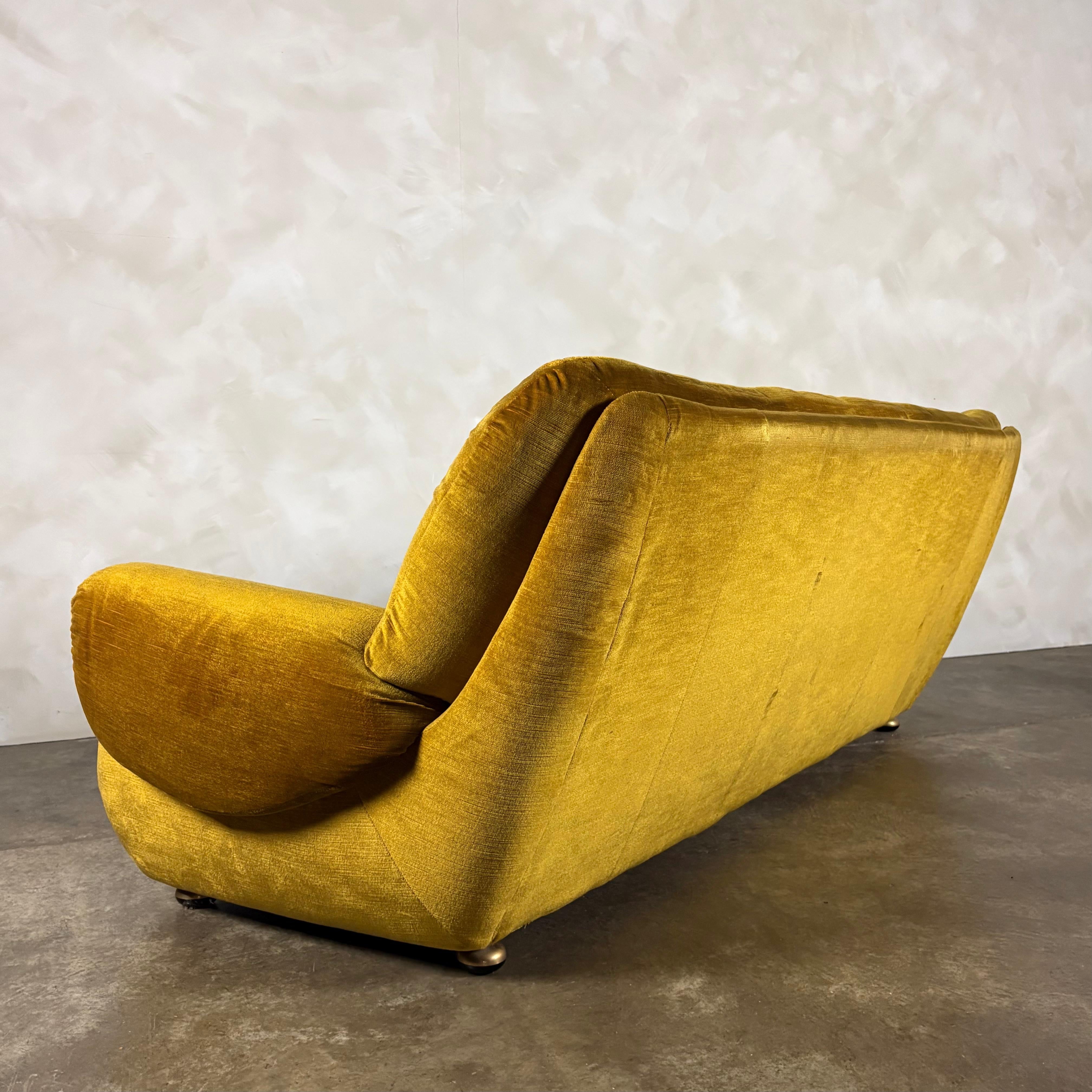 SOLD Mid Century G Plan Georgina Yellow Three Seater Sofa & Matching Pair Of Armchairs Yellow Velvet Vintage Retro MCM