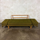 Mid Century Scandinavian Sofa Bed In Olive Green Wool Vintage Retro MCM