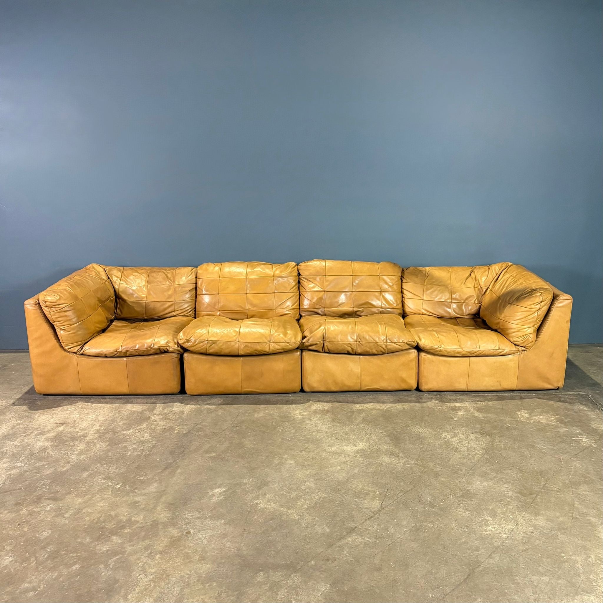 SOLD De Sede DS11 Style Patchwork Leather Modular Sofa Mid Century Vintage Retro MCM