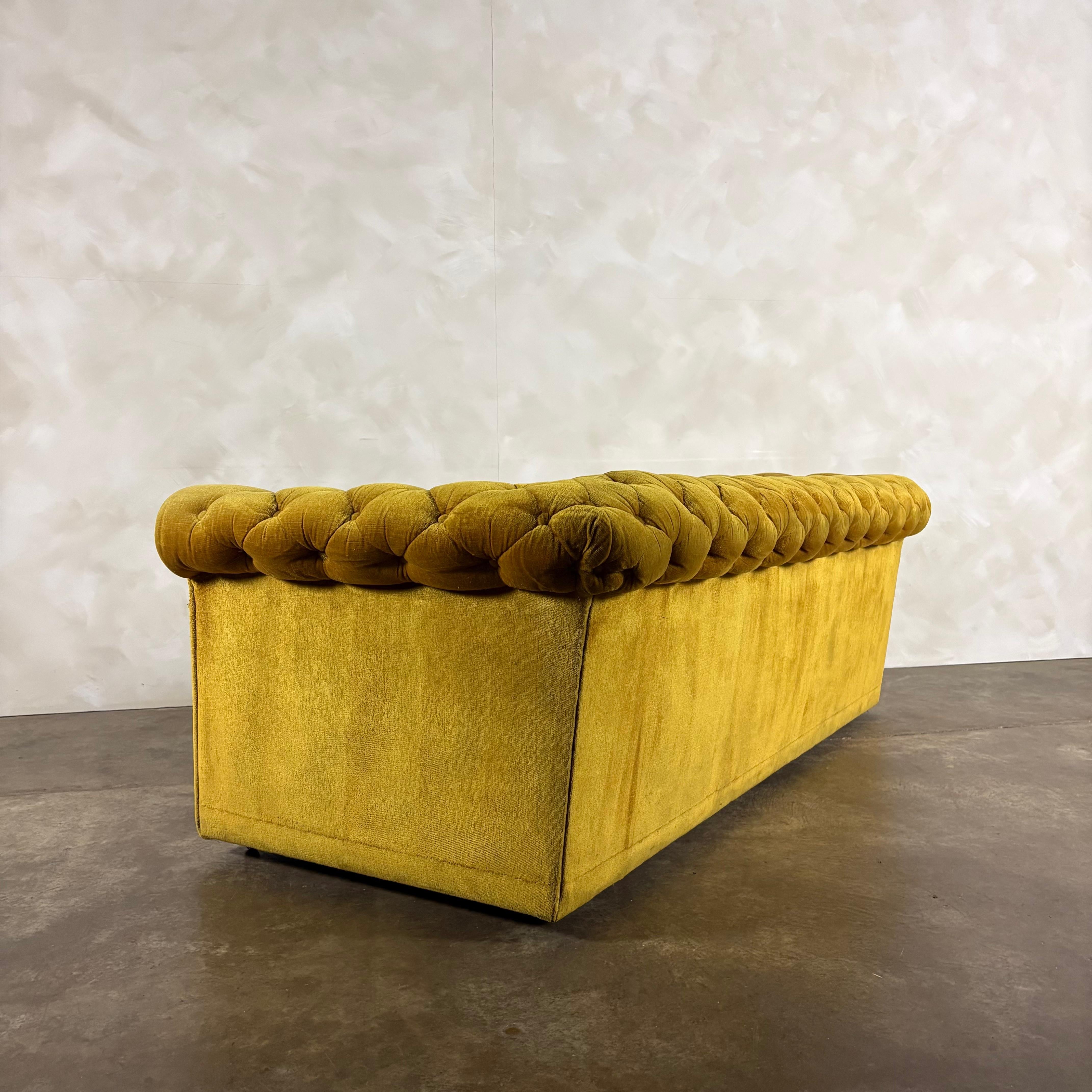 Mustard Yellow Chesterfield Three Seater Sofa Mid Century Vintage Retro MCM