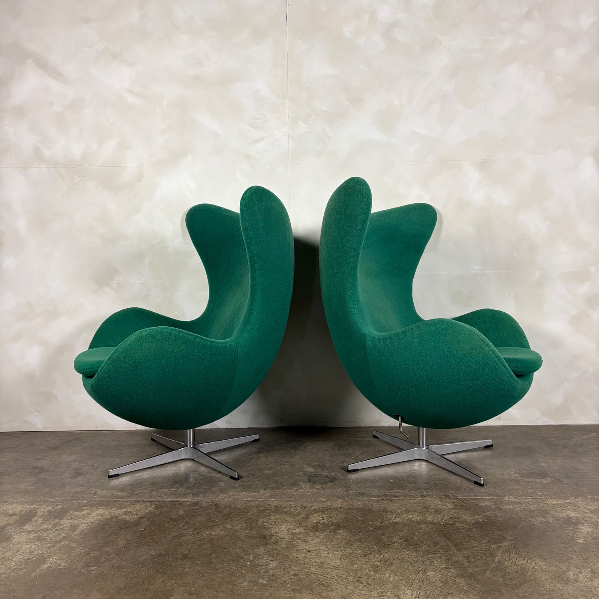 SOLD Pair Of Green Egg Lounge Chairs Mid Century Vintage Retro MCM