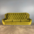 SOLD Mid Century Three Seater Sofa Green Velvet Vintage Retro MCM
