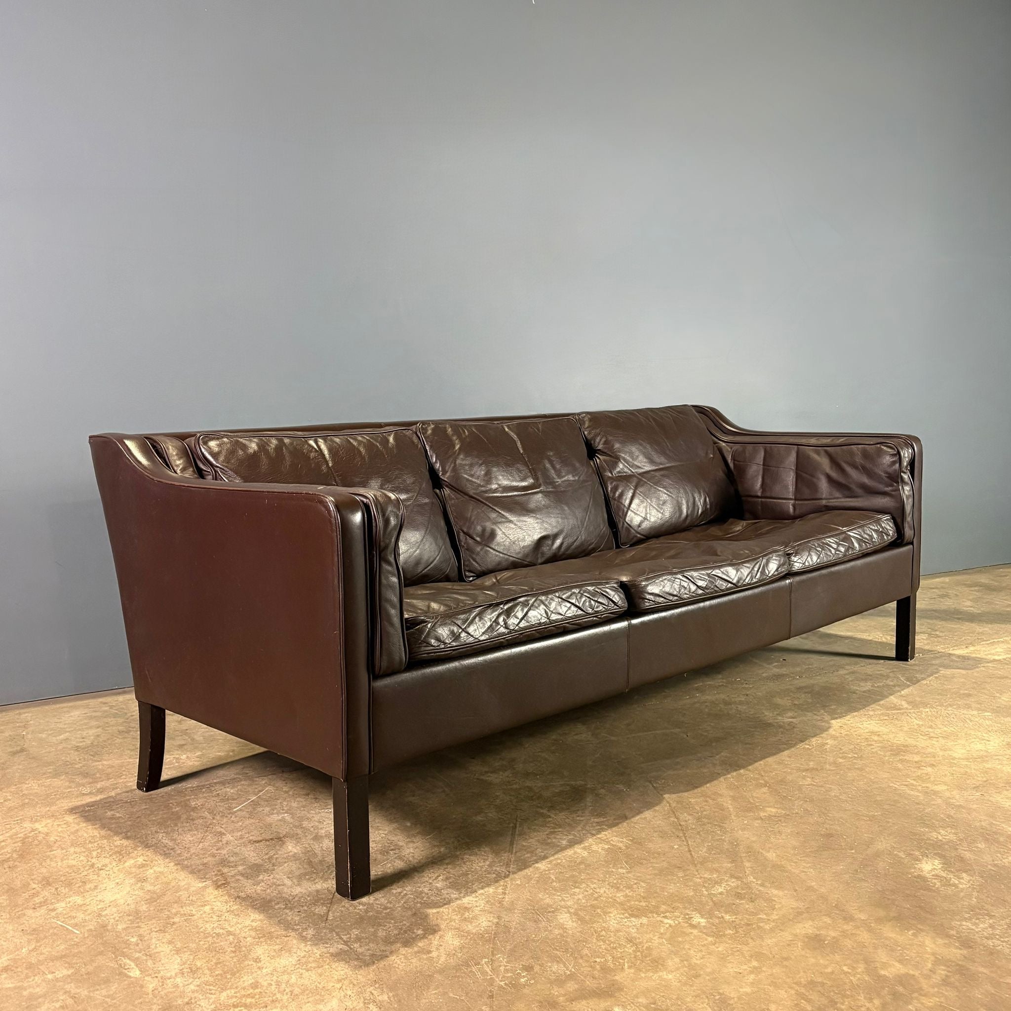 Three Seater Børge Mogensen Frederica Style Brown Leather Sofa By Mogens Hansen Model 2213 Mid Century Vintage Retro MCM