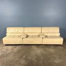 Tetrad Off White Ivory Leather Three Seater Modular Sofa/Chairs Mid Century Vintage Retro MCM
