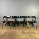 SOLD Four Teak Dining Chairs Kai Kristiansen Model 31 & Thomas Harlev For Farstrup Model 205 Mid Century Vintage Retro MCM