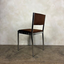 Set Of Four 1970s Chrome Brown Italian Dining Chairs Mid Century Vintage Retro MCM