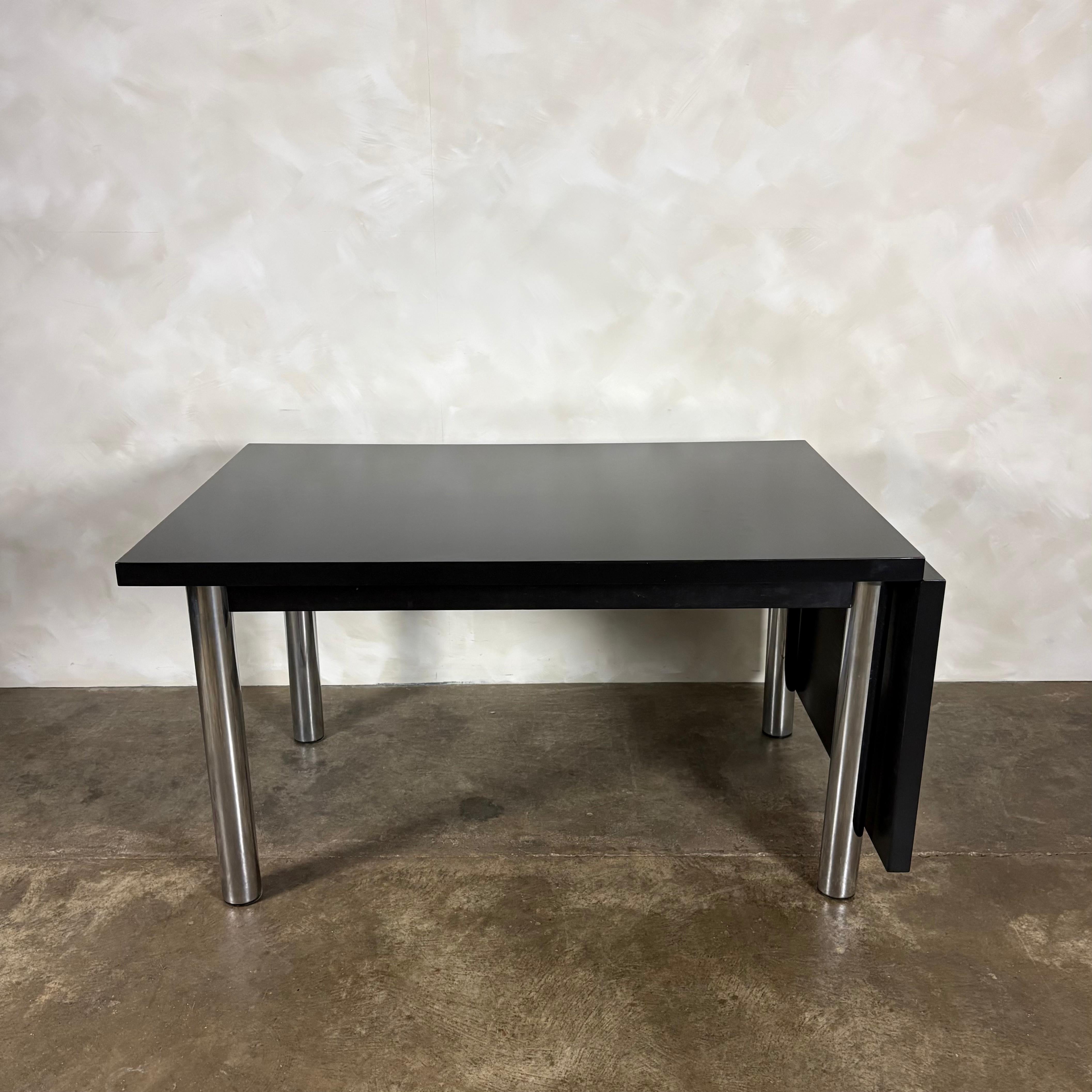Six Black Marcel Breuer Cesca Bauhaus Dining Chairs With Matching Extending Dining Table Mid Century Vintage Retro MCM