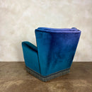 Mid Century Pair Of His & Her Blue Armchairs Vintage Retro MCM