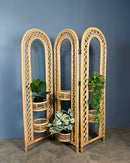 Bamboo Rattan Folding Screen Room Divider Paravent Mid Century Vintage Retro MCM