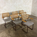 Six Brown Cesca Cane Rattan Marcel Breuer Dining Chairs Mid Century Vintage Retro MCM