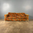 Mid Century Everest Orange Striped Geometric Lounge Suite - Three Seater Sofa, Armchairs & Coffee Tables Vintage Retro MCM
