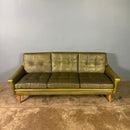 SOLD Mid Century Danish Svend Skipper Three Seater Sofa Green Leather Vintage Retro MCM