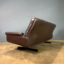 SOLD Sigurd Resell Vatne Møbler Model 126 Brown Leather Three Seater Sofa Mid Century Vintage Retro MCM