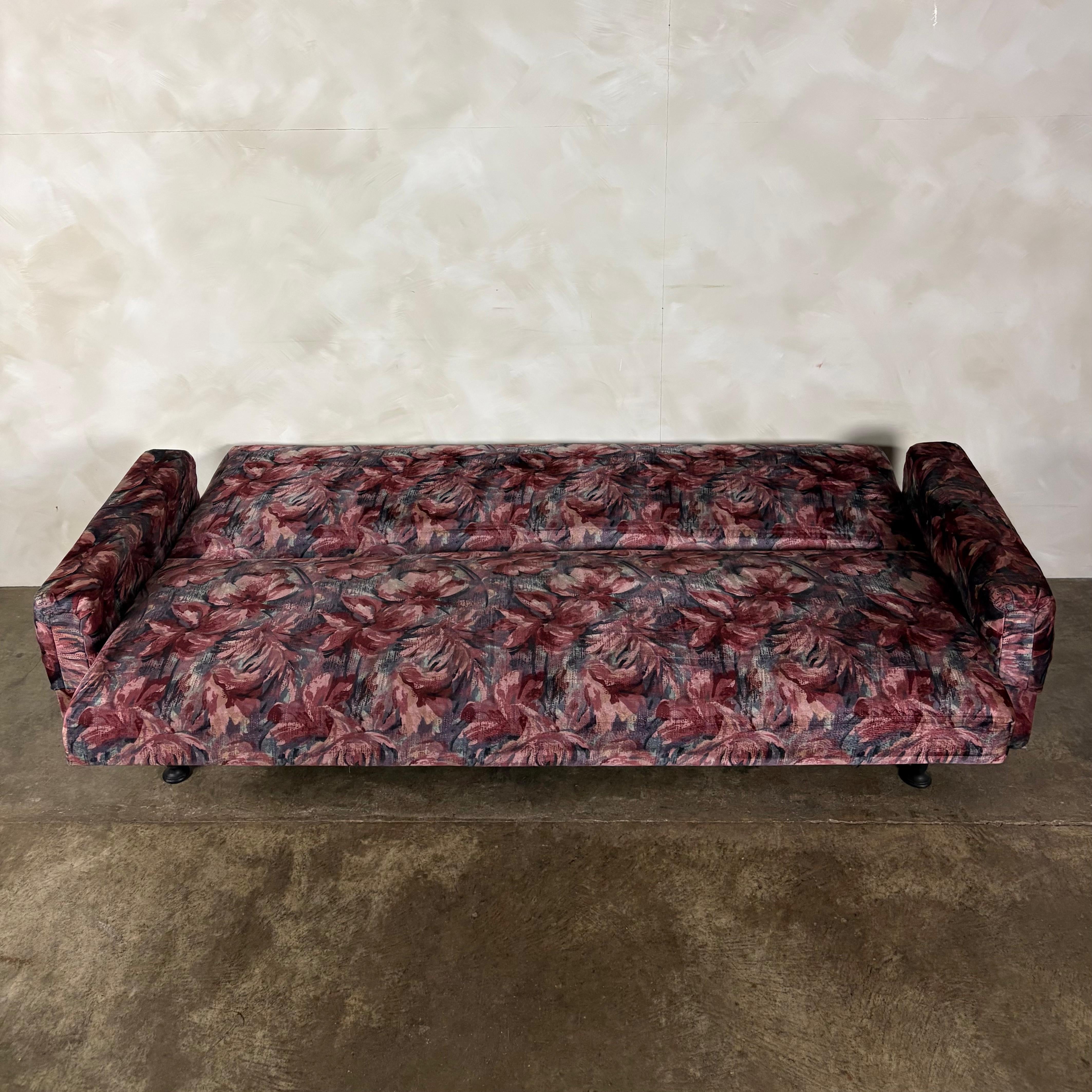 Floral Three Seater Sofa Bed Mid Century Vintage Retro MCM