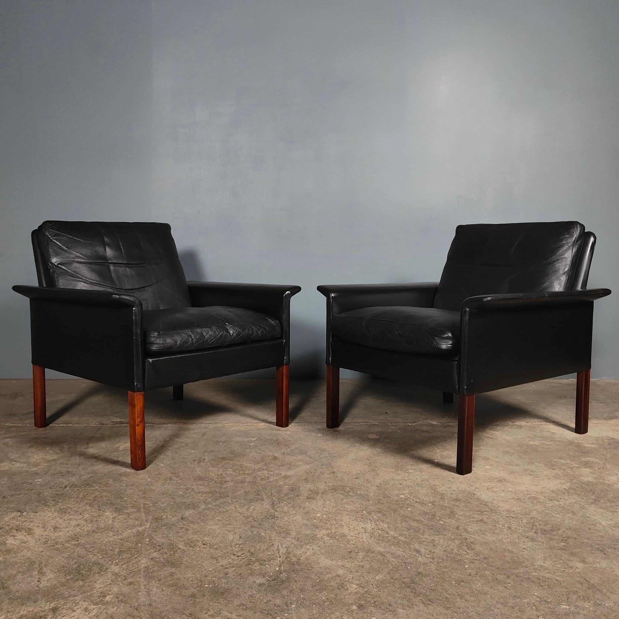 SOLD Black Leather Armchair Hans Olsen CS Møbler Model 500 Mid Century Vintage Retro MCM