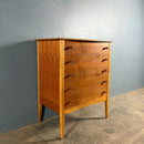 Mid Century Walnut Beech Chest Of Drawers/Tall Boy By W&T Lock Of Bath Vintage Retro MCM