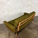 Mid Century Scandinavian Sofa Bed In Olive Green Wool Vintage Retro MCM