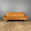 SOLD Mid Century Danish Svend Skipper Three Seater Sofa Cognac Leather Vintage Retro MCM