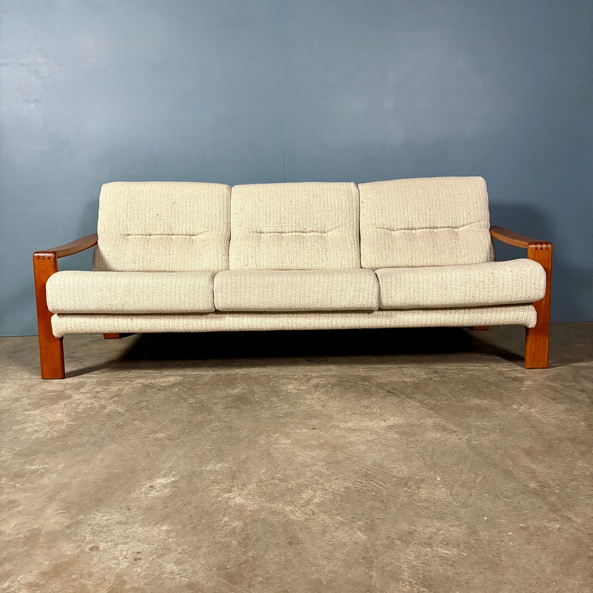 Danish Three Seater Sofa Teak Mid Century Vintage Retro MCM