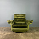 Mid Century Green Velvet Armchair Vintage Retro MCM