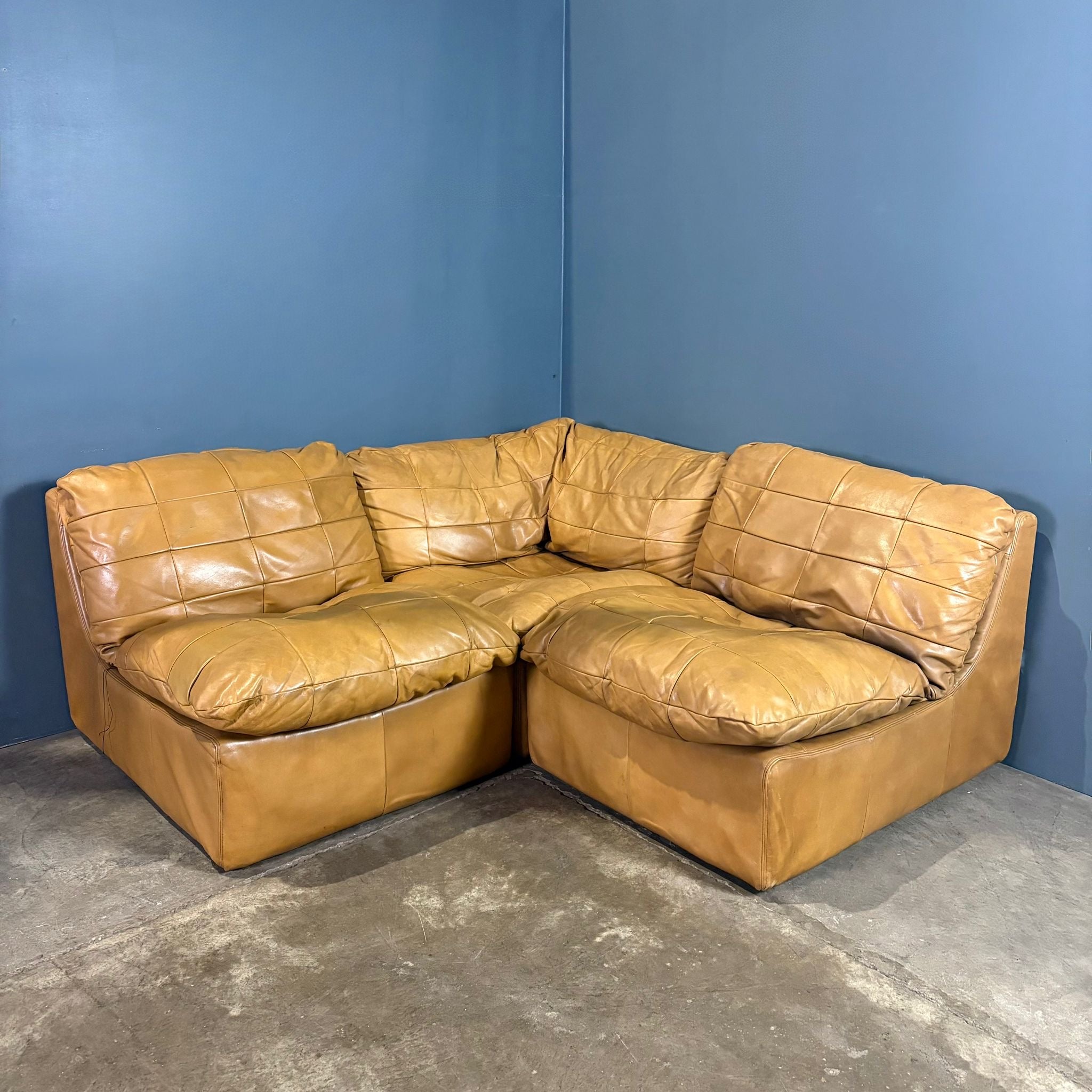 SOLD De Sede DS11 Style Patchwork Leather Modular Sofa Mid Century Vintage Retro MCM