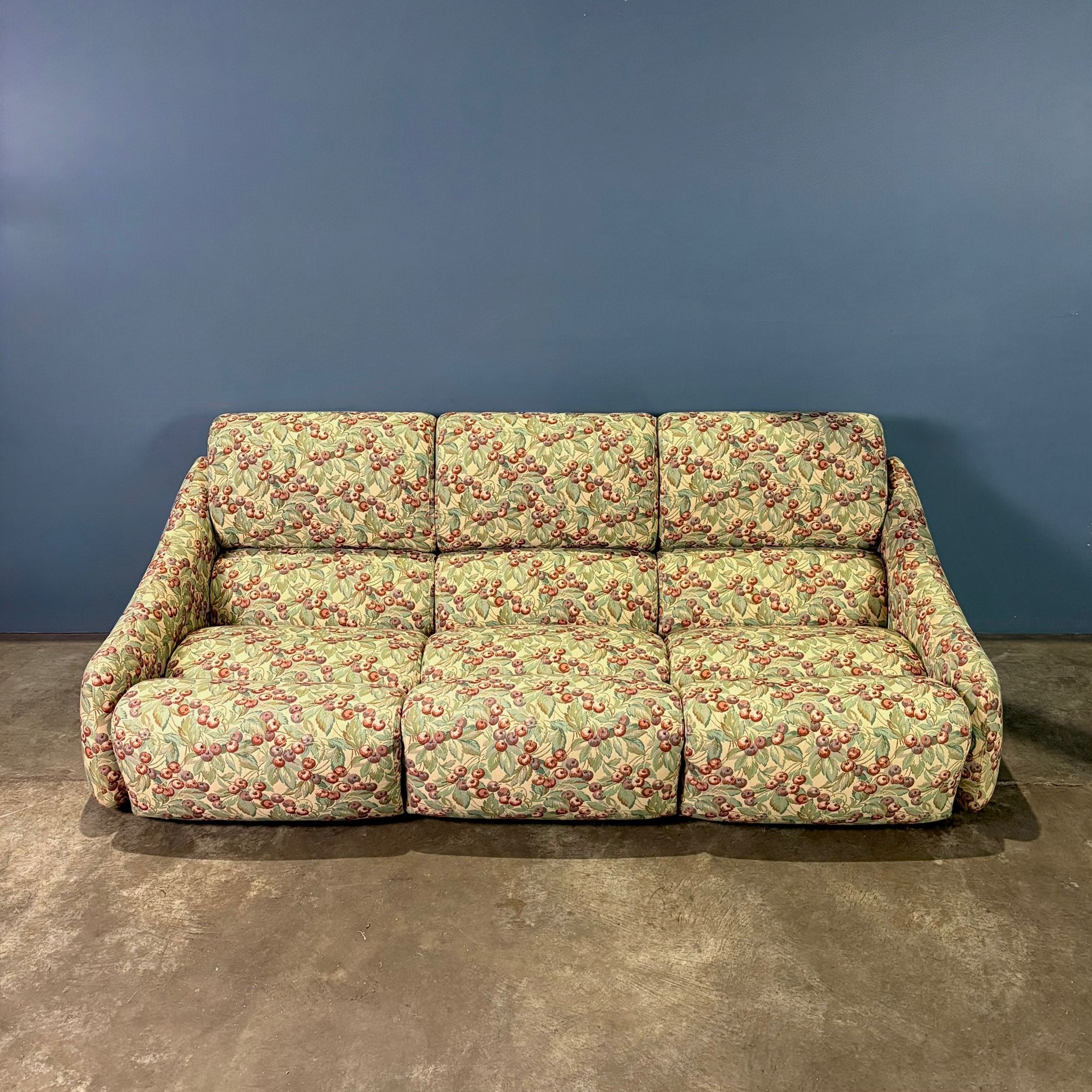 SOLD Floral Patterned Space Age Futuristic Three Seater Sofa Mid Century Vintage Retro MCM