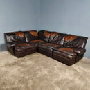 SOLD Mid Century UBU Modular Black & Brown Leather Sofa Vintage Retro MCM