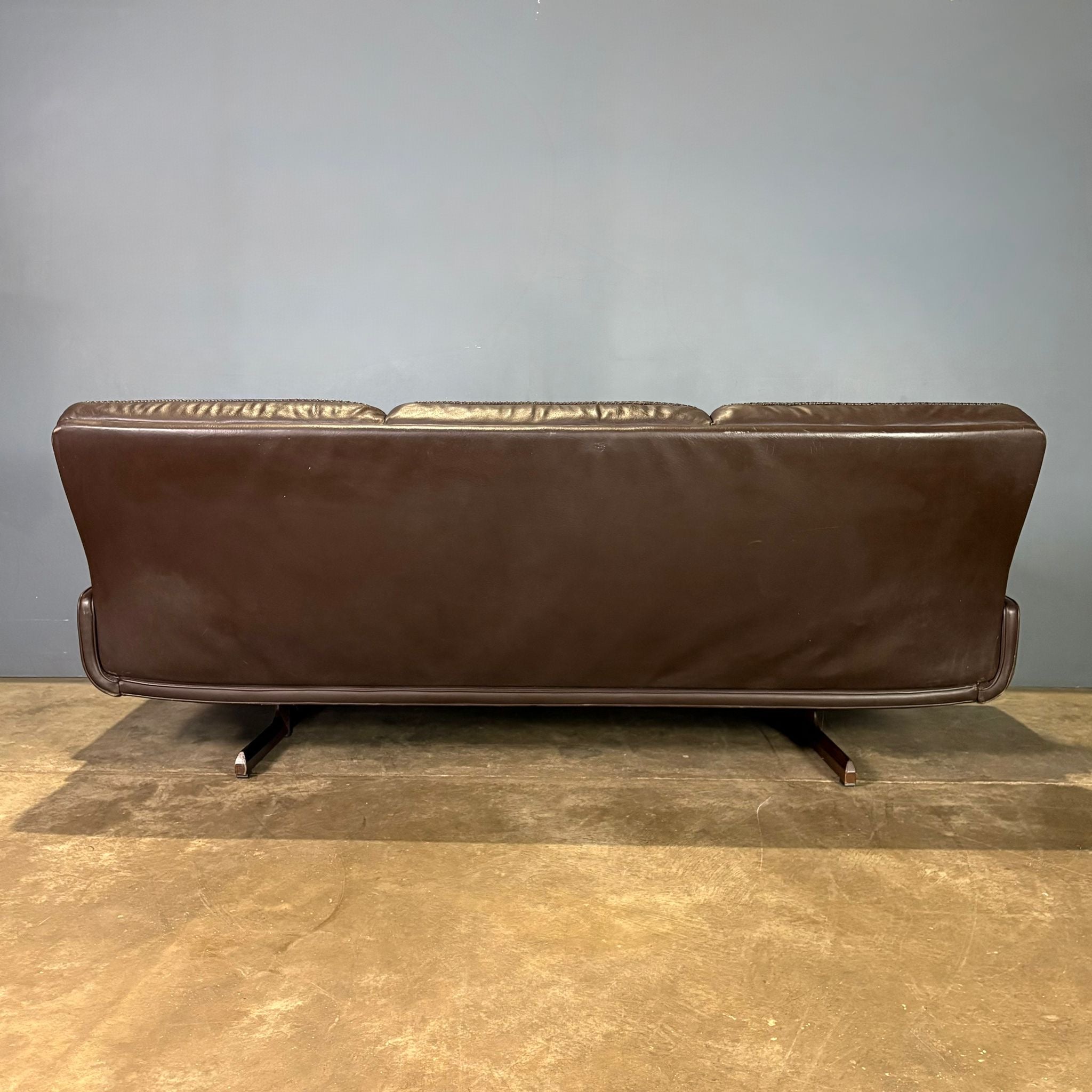 SOLD Sigurd Resell Vatne Møbler Model 126 Brown Leather Three Seater Sofa Mid Century Vintage Retro MCM