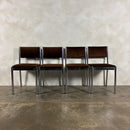 Set Of Four 1970s Chrome Brown Italian Dining Chairs Mid Century Vintage Retro MCM