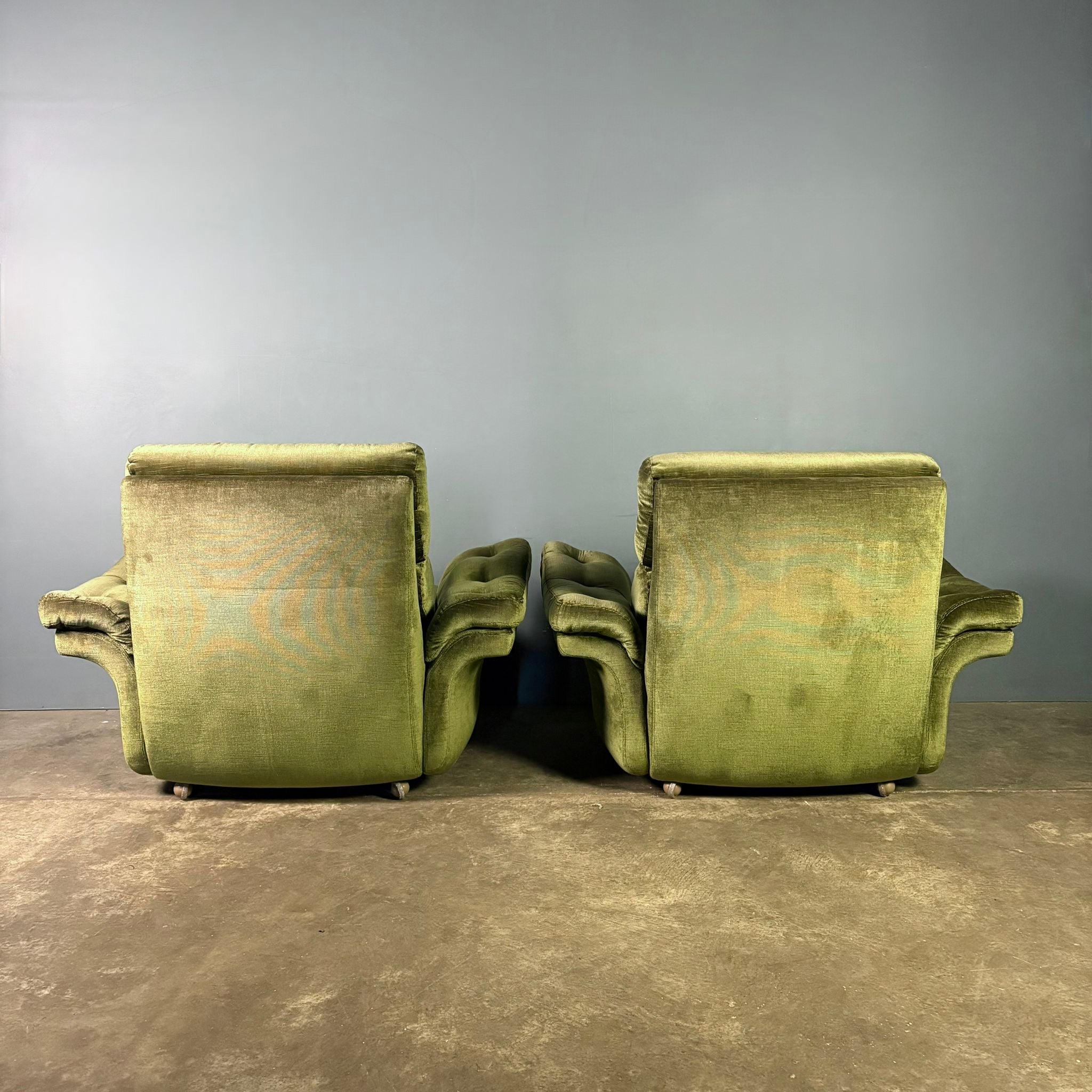 Mid Century Green Velvet Armchair Vintage Retro MCM