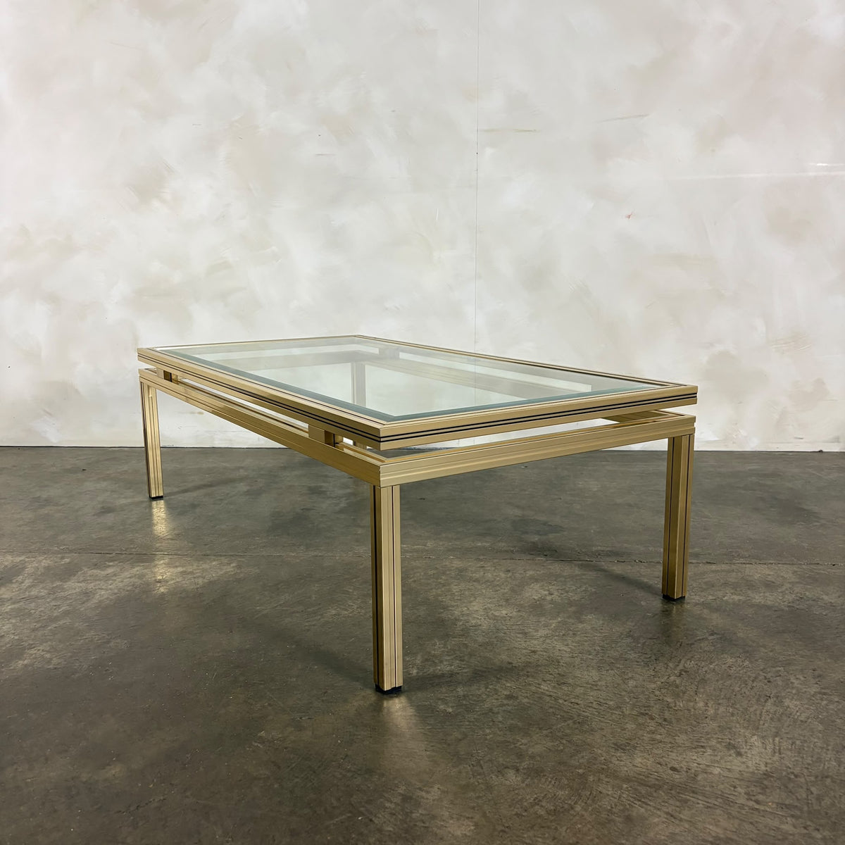 Pierre Vandel Brass Glass Coffee Table Mid Century Vintage Retro MCM