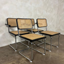 Four Black Cane Rattan Marcel Breuer Cesca Dining Chairs Mid Century Vintage Retro MCM