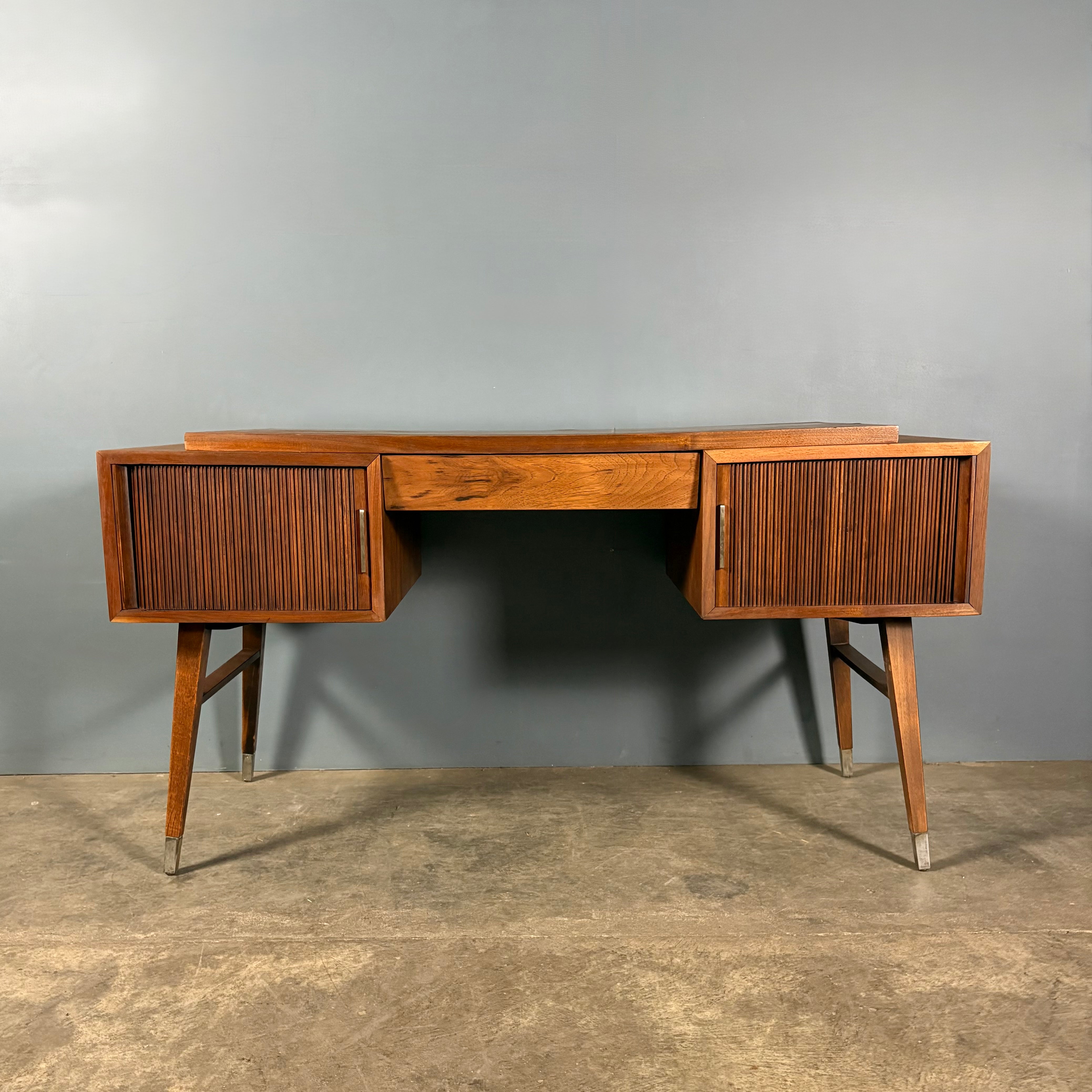 Sligh Lowry American Walnut Tambour Desk and Chair Mid Century Vintage MCM Retro
