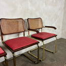 Four Brass Pink Cane Rattan Marcel Breuer Cesca Dining Chairs Mid Century Vintage Retro MCM