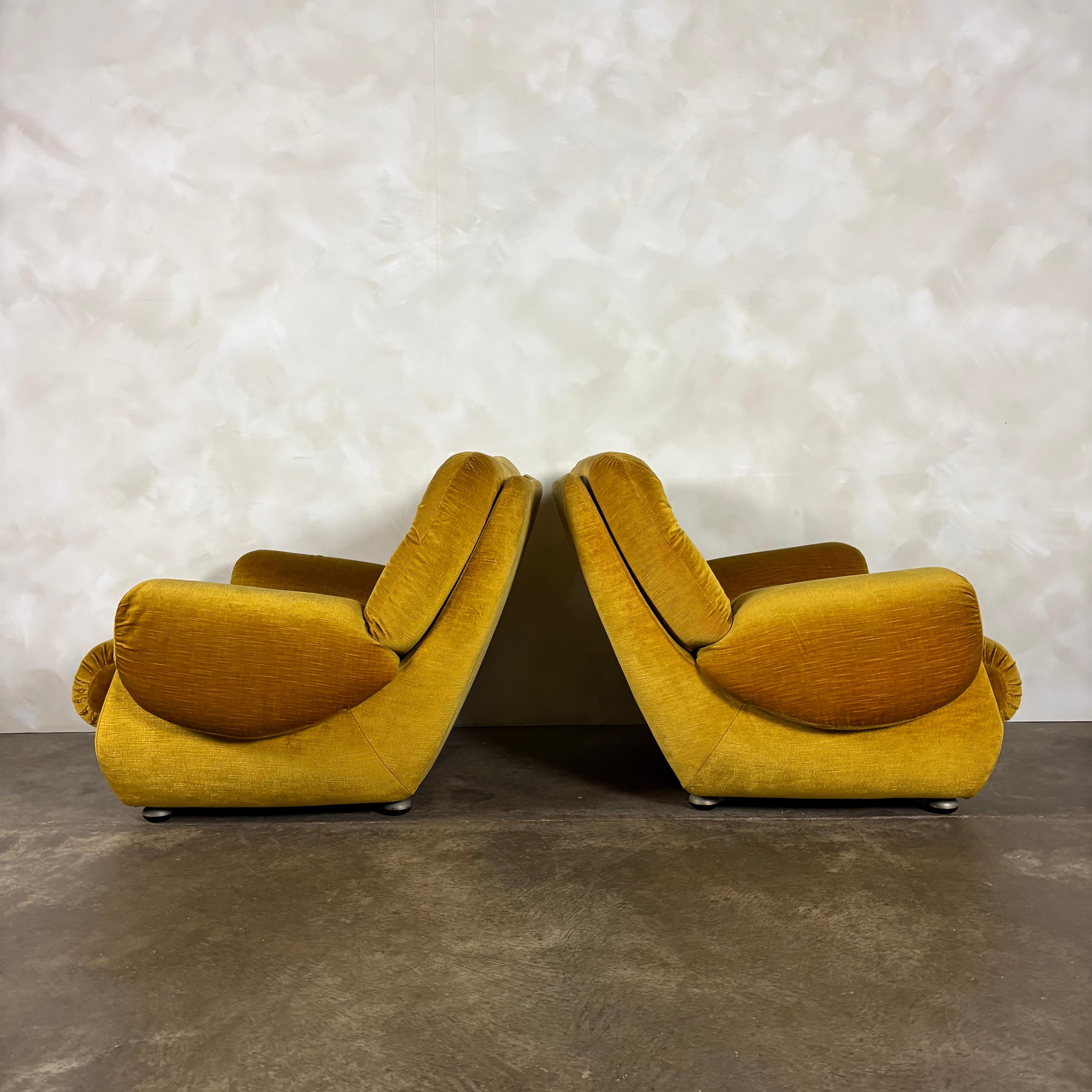 SOLD Mid Century G Plan Georgina Yellow Three Seater Sofa & Matching Pair Of Armchairs Yellow Velvet Vintage Retro MCM